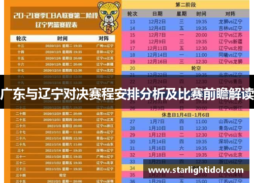 广东与辽宁对决赛程安排分析及比赛前瞻解读